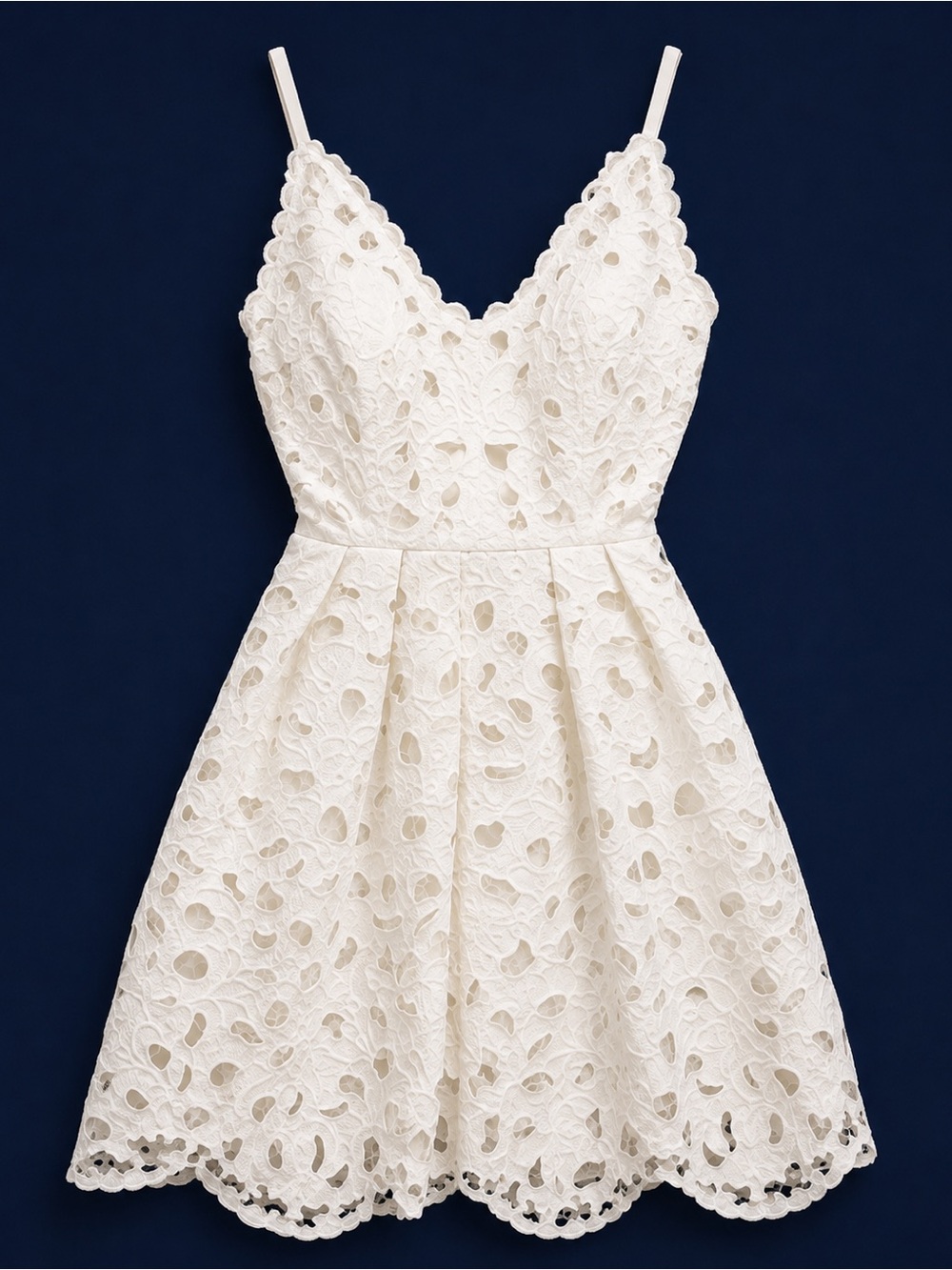 Jenn Soft Ivory Floral Lace Cutout Fit & Flare Dress Size S Bridal Cocktail